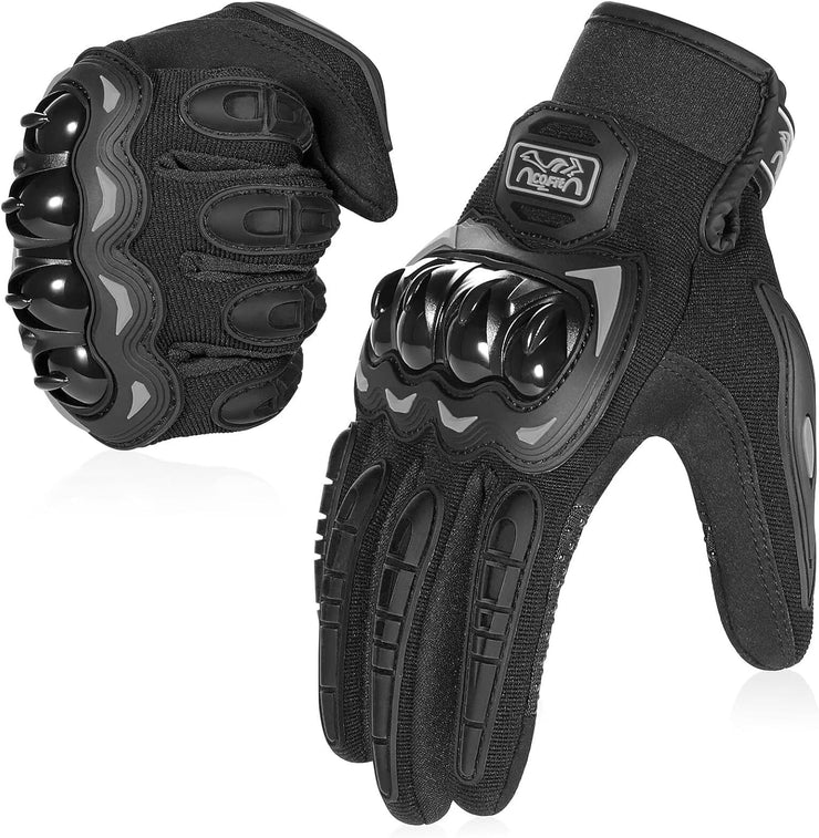COFIT Motorcycle Gloves for Men and Women, Full Finger Touchscreen Motorbike Gloves for BMX ATV MTB Riding, Road Racing, Cycling, Climbing, Motocross - Black L