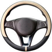 COFIT Breathable and Non Slip Microfiber Leather Steering Wheel Cover Universal - Beige and Black