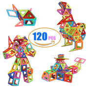 Grand Line 120 Pieces Magnetic Stacking Blocks Sets Educational Toys, 3D Building Colorful Tiles with Storage Box