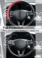 COFIT Breathable and Non Slip Microfiber Leather Steering Wheel Cover Universal 15 Inch - Red and Black