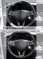 Cofit Microfiber Leather Steering Wheel Cover Universal Size 37-38cm Grey and Black