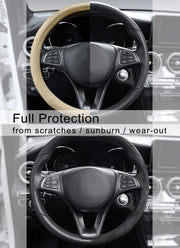 Cofit Microfiber Leather Steering Wheel Cover Universal Size 37-38cm Full Beige