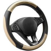 Cofit Microfiber Leather Steering Wheel Cover Universal Size 37-38cm Beige and Black