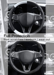 Cofit Microfiber Leather Steering Wheel Cover Universal Size 37-38cm White and Black