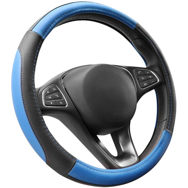 Cofit Microfiber Leather Steering Wheel Cover Universal Size 37-38cm Blue and Black